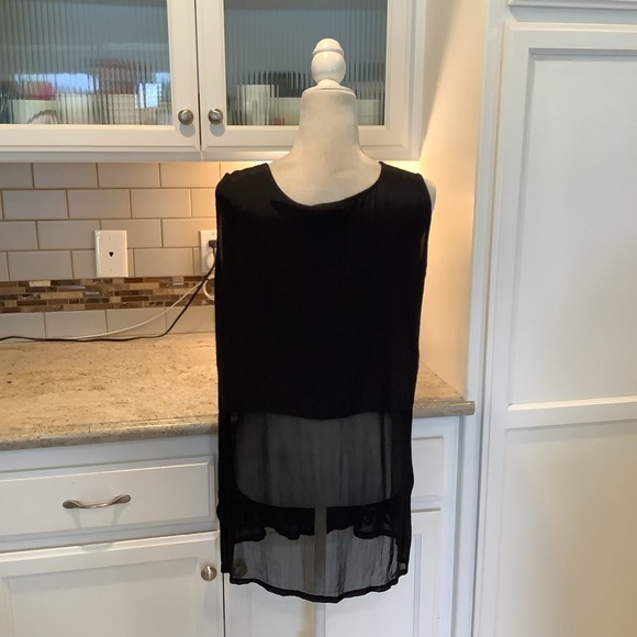 Papillon Black Button Tunic Top Sleeveless Size Large - Picture 2 of 7
